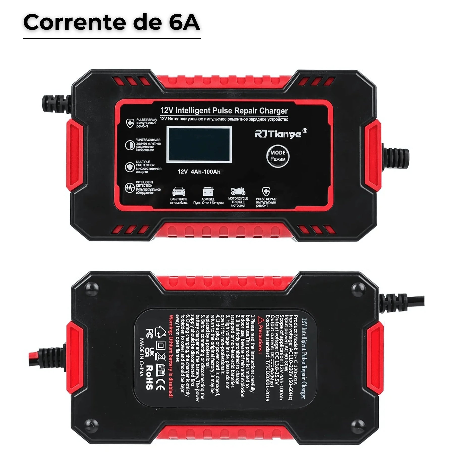 Carregador de Bateria 12V 6A - AutoCharge